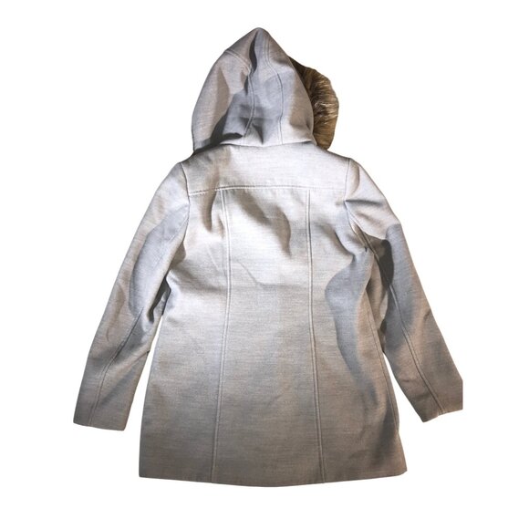 Cache Cache Women's Gray Polyester Faux Fur Trim Hooded Winter Coat - Picture 2 of 9